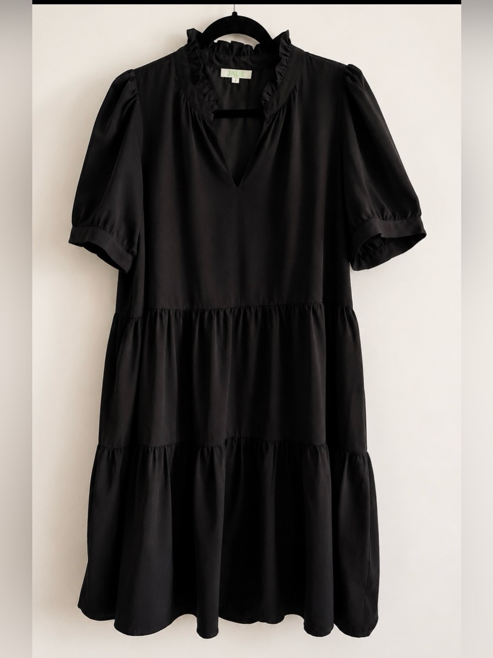Jade Black Tiered Ruffle Neck Dress Size Large